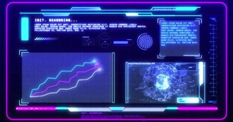Image of diagrams and data processing over black background 스톡 사진