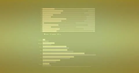 Image of diagrams and data processing over green background 库存照片