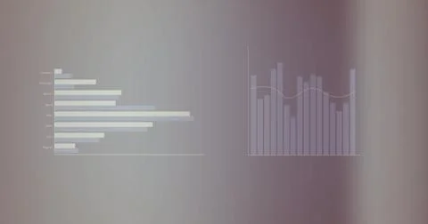 Image of diagrams and data processing over gray background Stock Photos