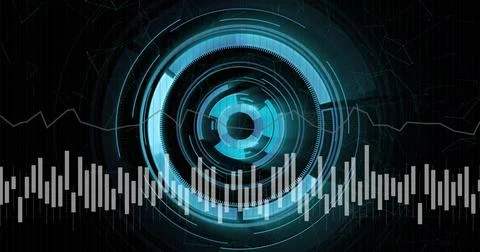 Image of diagrams and scope scanning over data processing 스톡 일러스트