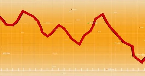 Image of diagrams over data processing on orange background Stock Illustration