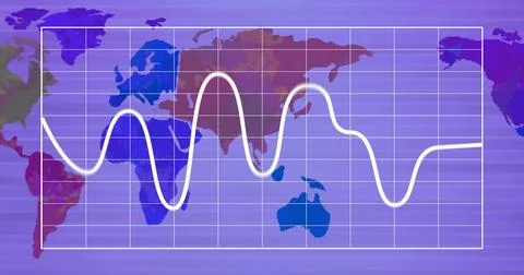 Image of diagrams over world map Ilustração Stock