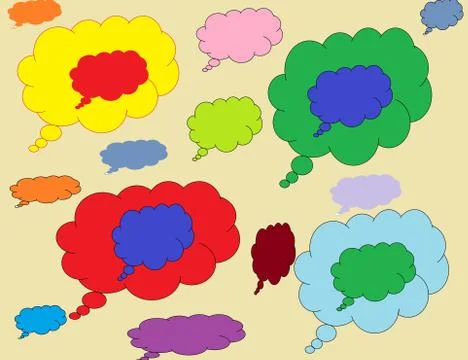 This is the image of differnts kinds of clouds which is in many color used Stock Illustration