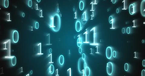 Image of digital binary coding data processing over dark background 库存照片