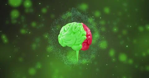 Image of digital brain illustration symbolizing technology innovation on vibrant 스톡 일러스트