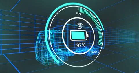 Image of digital car interface and data processing over 3d model of car Stock-Fotos