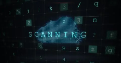 Image of digital cloud and data processing on dark background Stock Illustration