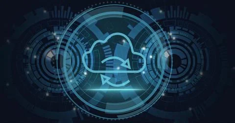 Image of digital cloud over scopes scanning Stock Illustration