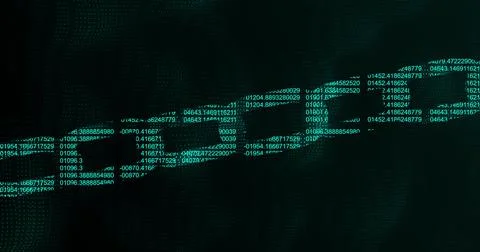 Image of digital computer interface with data and numbers processing and chain Stock Illustration