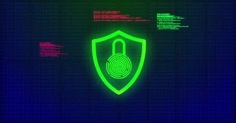 Image of digital computer interface online security red and green glowing Stock Illustration