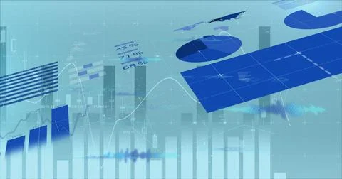 Image of digital computer language and graphical various charts moving on Stock Photos