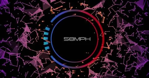 Image of digital connections over speedometer on black background Stock Illustration