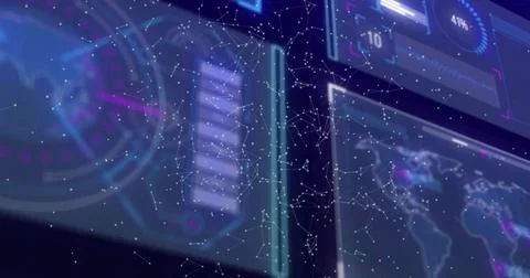 Image of digital data processing and network of connections Stock Illustration