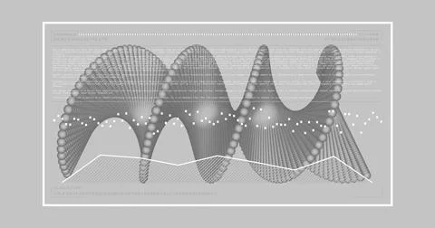 Image of digital data processing and dna strand on grey background 스톡 일러스트