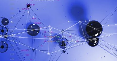 Image of digital data processing and network of connections 스톡 일러스트