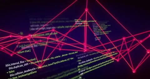 Image of digital data processing and connections over black background Stock Illustration