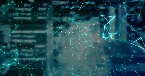 Image of digital data processing and connections over globe Illustrazione stock