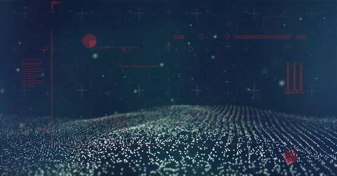 Image of digital data processing and mesh of connections over black background Stock Illustration