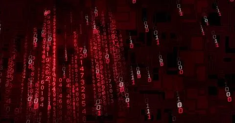 Image of digital data processing and binary coding on black background 库存照片