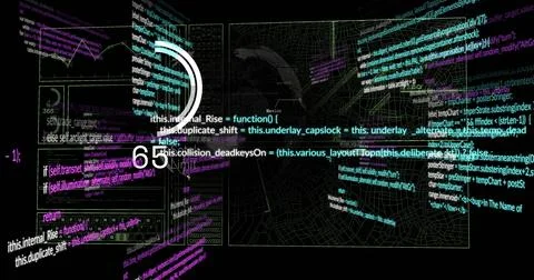 Image of digital data processing and globe over black background Foto stock