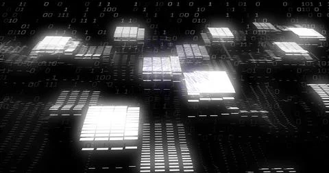 Image of digital data processing and binary coding Stock Photos