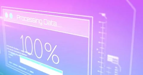 Image of digital data processing and text over pink background Stock Photos