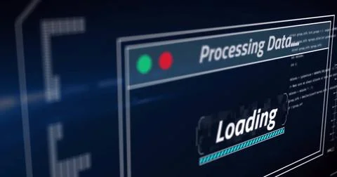 Image of digital data processing and text over black background 스톡 사진