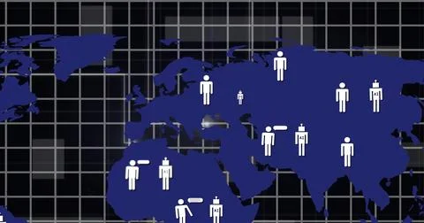 Image of digital data processing and connections with ai chatbot icons over.. 库存照片