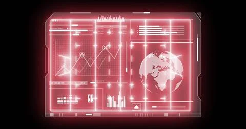 Image of digital data processing and globe over rugby pitch background Stock Photos