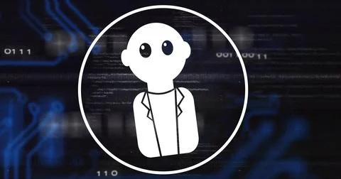 Image of digital data processing and ai chatbot on dark background 写真素材