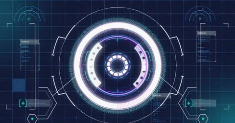 Image of digital data processing and scope scanning Stock Photos