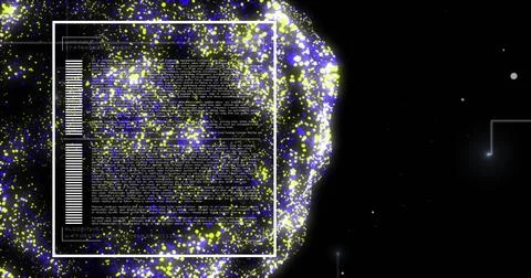 Image of digital data processing binary coding over floating mesh on black 写真素材