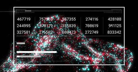 Image of digital data processing binary coding over floating mesh on black Stock Photos