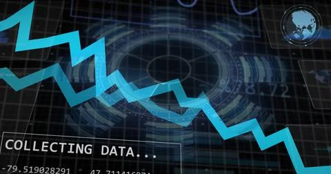 Image of digital data processing on black background Stock Photos