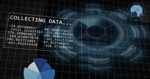 Image of digital data processing on black background 스톡 사진