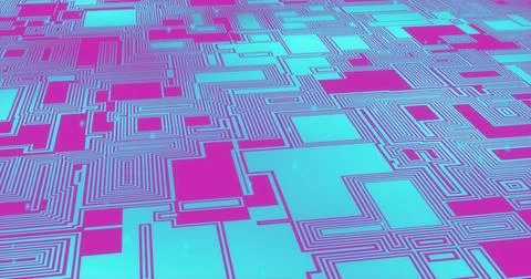 Image of digital data processing with circuit board background Foto stock