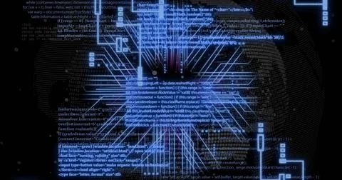 Image of digital data processing,  circuit board over black background 스톡 사진