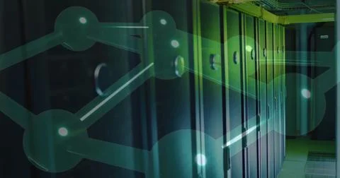 Image of digital data processing with connections over computer servers Stockillustratie