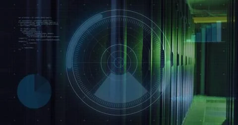 Image of digital data processing with connections over computer servers Stock Illustration