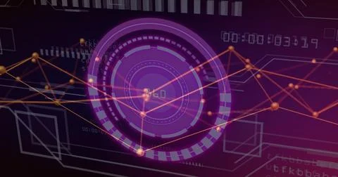 Image of digital data processing with connections over circuit board Stock Illustration