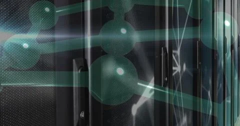 Image of digital data processing with connections over computer servers Illustrazione stock