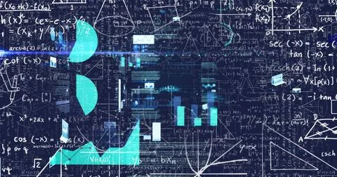 Image of digital data processing on dark background Illustrazione stock