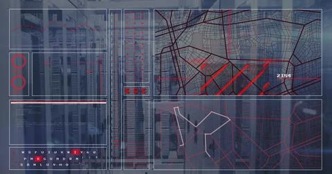 Image of digital data processing over computer servers 스톡 일러스트