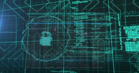 Image of digital data processing over dark background Stock Illustration