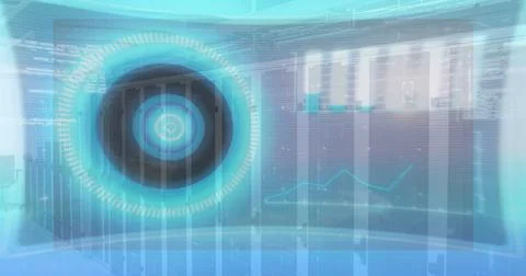 Image of digital data processing over computer servers Stock Illustration