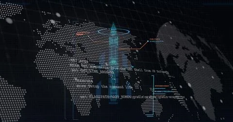 Image of digital data processing over black background イラスト素材