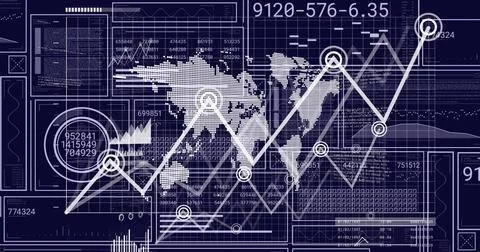 Image of digital data processing over black background Stock Illustration