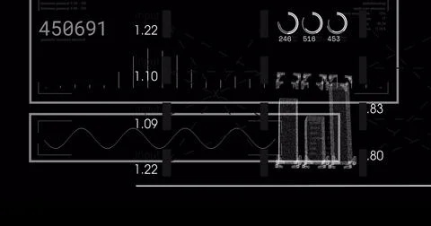 Image of digital data processing over black background Stock Illustration
