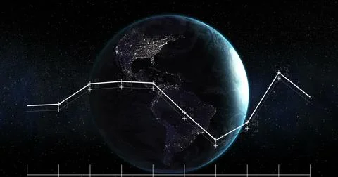 Image of digital data processing over globe Illustrazione stock