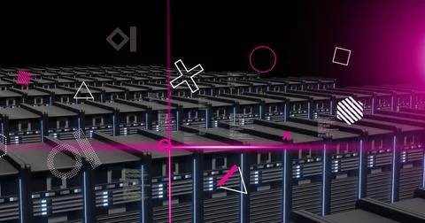 Image of digital data processing over computer servers イラスト素材